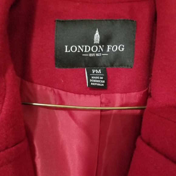London Fog's  Red Wool Blend Pea Coat - Picture 2 of 5